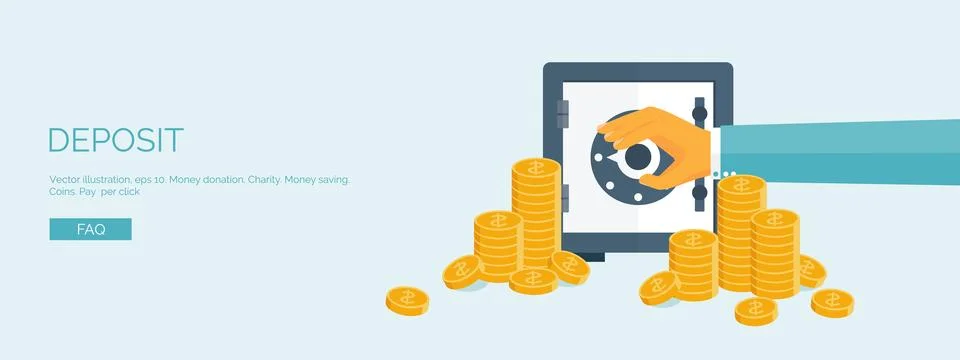 Vector illustration. Flat background with money bag. Money making. Bank deposit Illustrazione stock