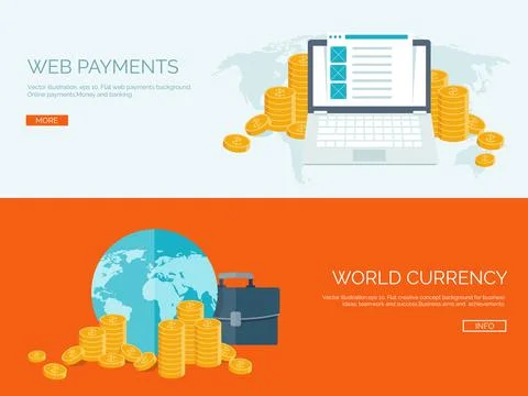 Vector illustration. Flat background with money bag. Money making. Bank deposit Stock Illustration