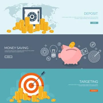 Vector illustration. Flat background with money bag. Money making. Bank deposit Illustrazione stock