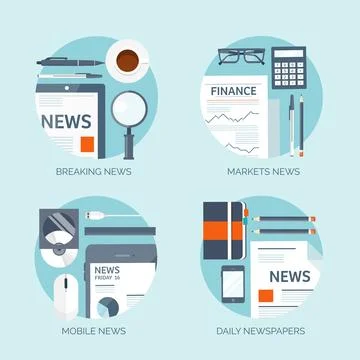 Vector illustration. Flat background. Online news. Newsletter information Stock Illustration