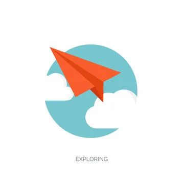 Vector illustration. Flat background with paper plane. Ideas, smart solutions. 스톡 일러스트