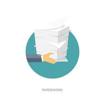 Vector illustration. Flat background with papers. paperwork and office routine イラスト素材