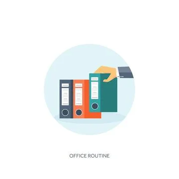 Vector illustration. Flat background Paperwork office routine documents Stock Illustration