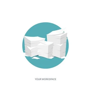 Vector illustration. Flat background Paperwork office routine documents 库存插图