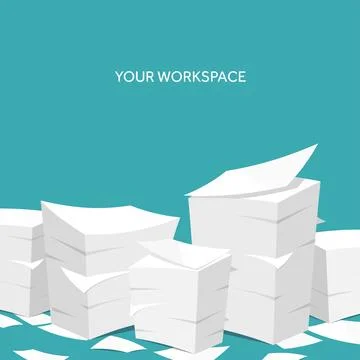 Vector illustration. Flat background Paperwork office routine documents 库存插图