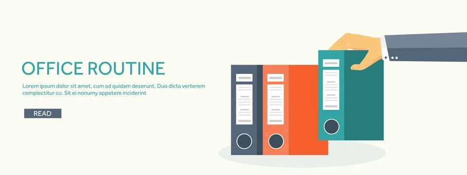 Vector illustration. Flat background Paperwork office routine documents 库存插图
