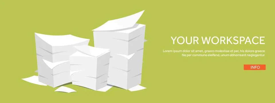 Vector illustration. Flat background Paperwork office routine documents 库存插图