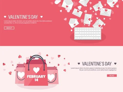 Vector illustration. Flat background with shopping bags,keyboard. Message. Love Illustration