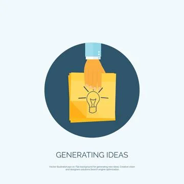 Vector illustration. Flat background with, sticky notes. Smart ideas, business Illustrazione stock