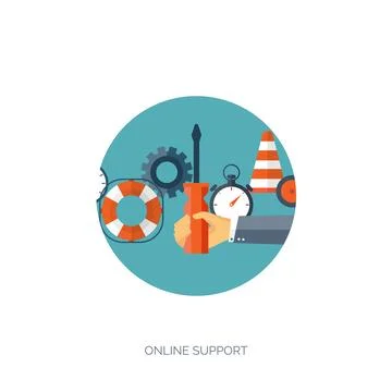 Vector illustration. Flat background. Technical support concept. Online help. Stock Illustration