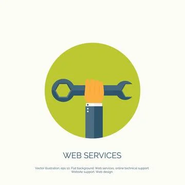 Vector illustration. Flat background with wrench. Repair tools. Settings. Stock Illustration
