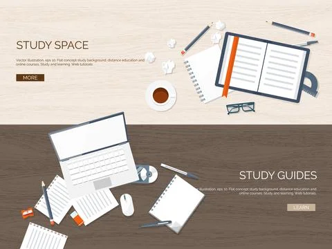 Vector illustration. Flat backgrounds set. Distance education,learning. Online Stock Illustration