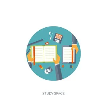 Vector illustration. Flat backgrounds set. Distance education,learning. Online Illustrazione stock