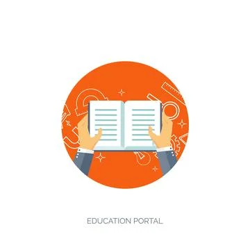 Vector illustration. Flat backgrounds set. Distance education,learning. Online Stock Illustration
