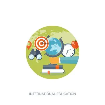 Vector illustration. Flat backgrounds set. Distance education,learning. Online 스톡 일러스트