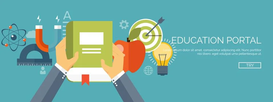 Vector illustration. Flat backgrounds set. Distance education,learning. Online Illustrazione stock