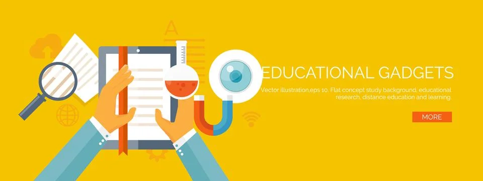 Vector illustration. Flat backgrounds set. Distance education,learning. Online Illustrazione stock