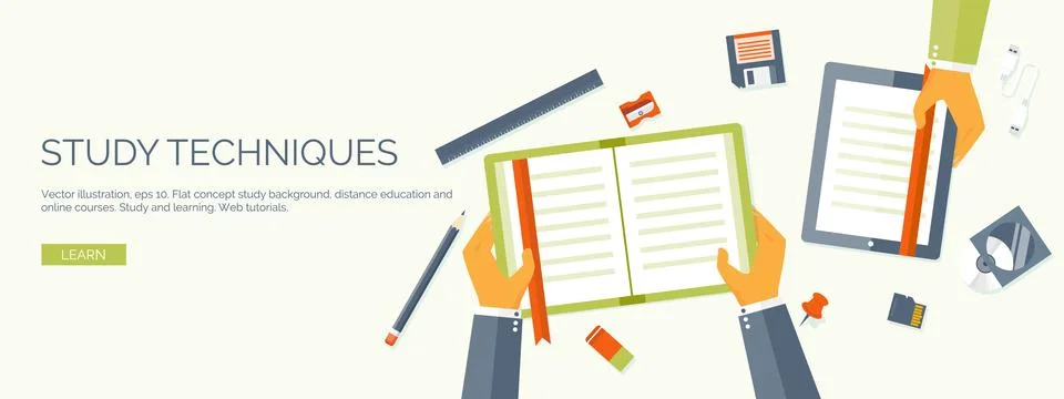 Vector illustration. Flat backgrounds set. Distance education,learning. Online 스톡 일러스트
