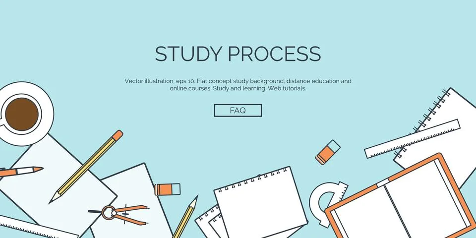 Vector illustration. Flat backgrounds set. Distance education,learning. Online Illustrazione stock