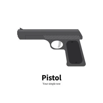 Vector illustration flat black pistol icon Stock Illustration