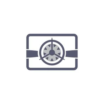 Vector illustration of a flat camera icon and aircraft propeller Stock Illustration