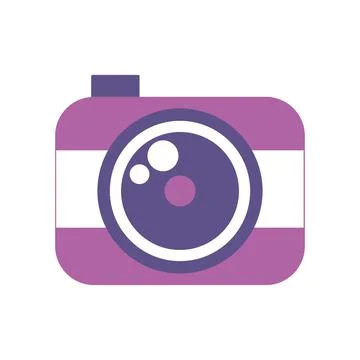 Vector illustration flat camera image, purple and pink logo isolated on a white Stock Illustration