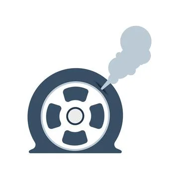 Vector illustration of flat car tire with puncture Stock Illustration