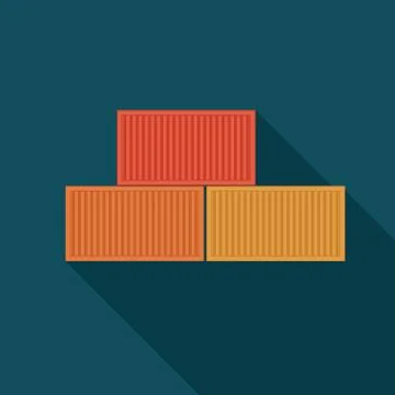 Vector illustration. Flat cargo container. Packaging Post service and deliver 库存插图