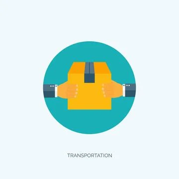 Vector illustration. Flat carton box. Transport, packaging. Post service, online Stock Illustration