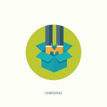 Vector illustration. Flat carton box. Transport, packaging. Post service, online Illustrazione stock