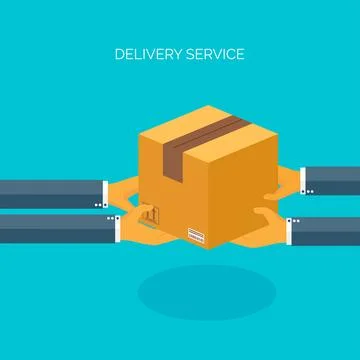 Vector illustration. Flat carton box. Transport, packaging. Post service, online 库存插图