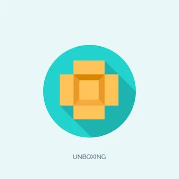 Vector illustration. Flat carton box. Transport, packaging. Post service, online 库存插图