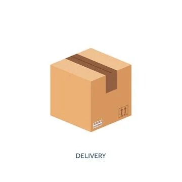 Vector illustration. Flat carton box. Transport packaging shipment. Post service 库存插图