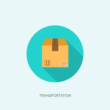 Vector illustration. Flat carton box. Transport, packaging. Post service, online 库存插图