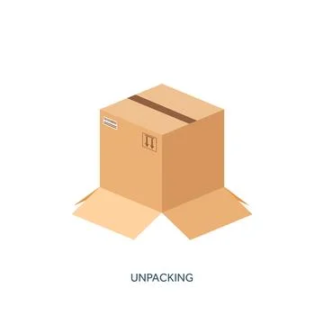Vector illustration. Flat carton box. Transport packaging shipment. Post service 스톡 일러스트