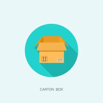 Vector illustration. Flat carton box. Transport, packaging. Post service, online Stockillustratie