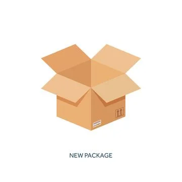 Vector illustration. Flat carton box. Transport packaging shipment. Post service 库存插图