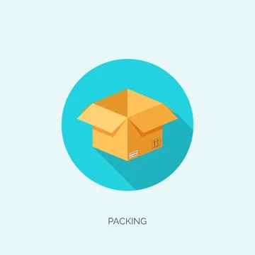 Vector illustration. Flat carton box. Transport, packaging. Post service, online Stock Illustration