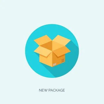 Vector illustration. Flat carton box. Transport, packaging. Post service, online 库存插图