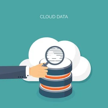 Vector illustration. Flat cloud computing background. Data storage network Stock Illustration
