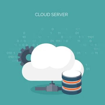 Vector illustration. Flat cloud computing background. Data storage network Stock Illustration
