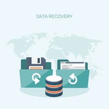 Vector illustration. Flat cloud computing background. Data storage network Stockillustratie