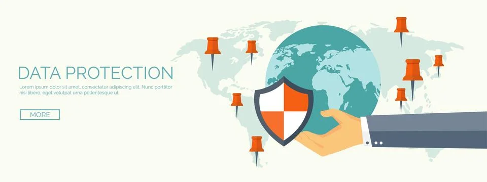 Vector illustration. Flat cloud computing background. Data storage network Stock Illustration