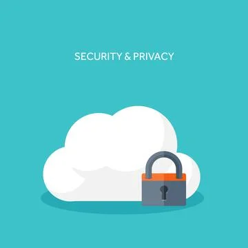 Vector illustration. Flat cloud computing background. Data storage network Stock Illustration