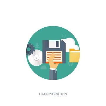Vector illustration. Flat cloud computing background. Data storage network Stock Illustration