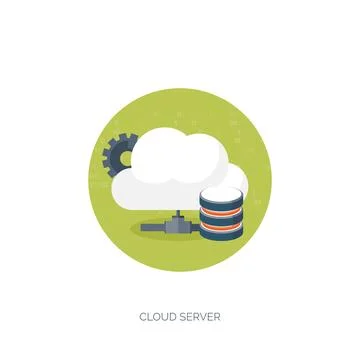 Vector illustration. Flat cloud computing background. Data storage network Illustrazione stock