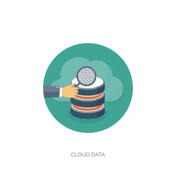 Vector illustration. Flat cloud computing background. Data storage network Stock Illustration