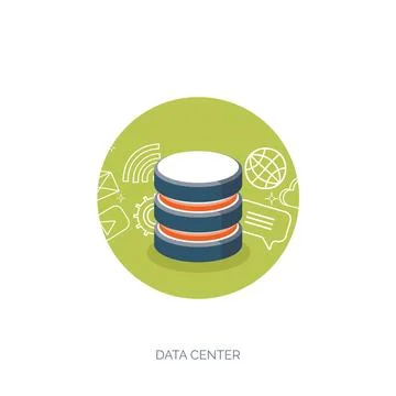 Vector illustration. Flat cloud computing background. Data storage network Stock Illustration