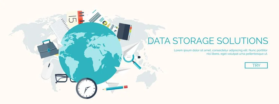 Vector illustration. Flat cloud computing background. Data storage network イラスト素材