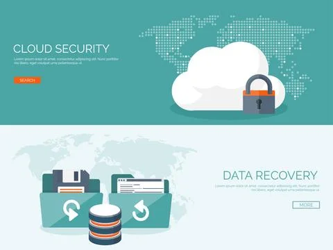 Vector illustration. Flat cloud computing background. Data storage network Stock Illustration
